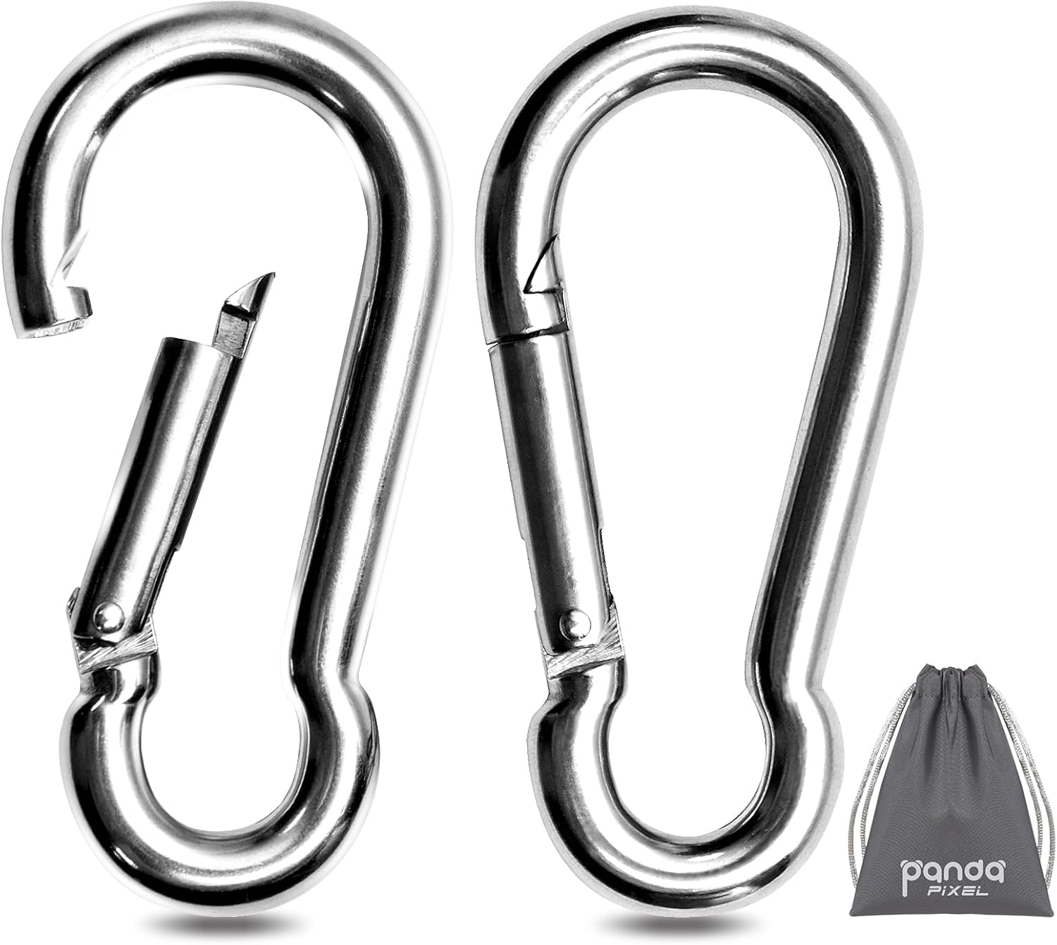 Pixel Panda 3.1&4 Inch Heavy Duty Carabiner Clips Load 1000lbs, 2&4&8Pack Large Snap Hooks for Gym, Outdoor, Swing, Hammock