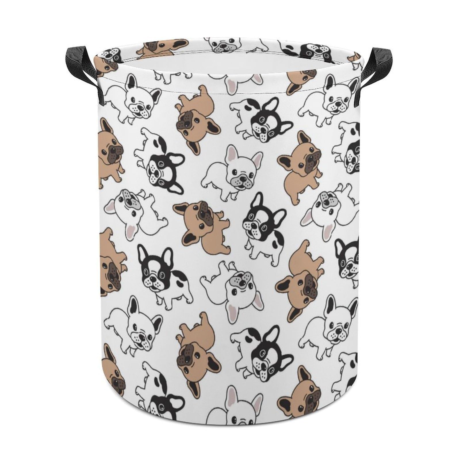 Wlntrophic Laundry Hamper, Cute French Bulldog Laundry Basket, Washing Basket with Handle