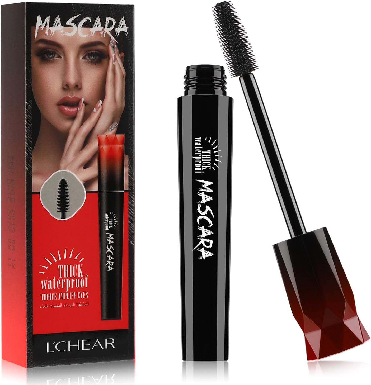 L'Chear Natural 4D Silk Fiber Eyelash Mascara Waterproof Mascara Extra Long Lash Thick Long Lasting Eyelashes Mascara