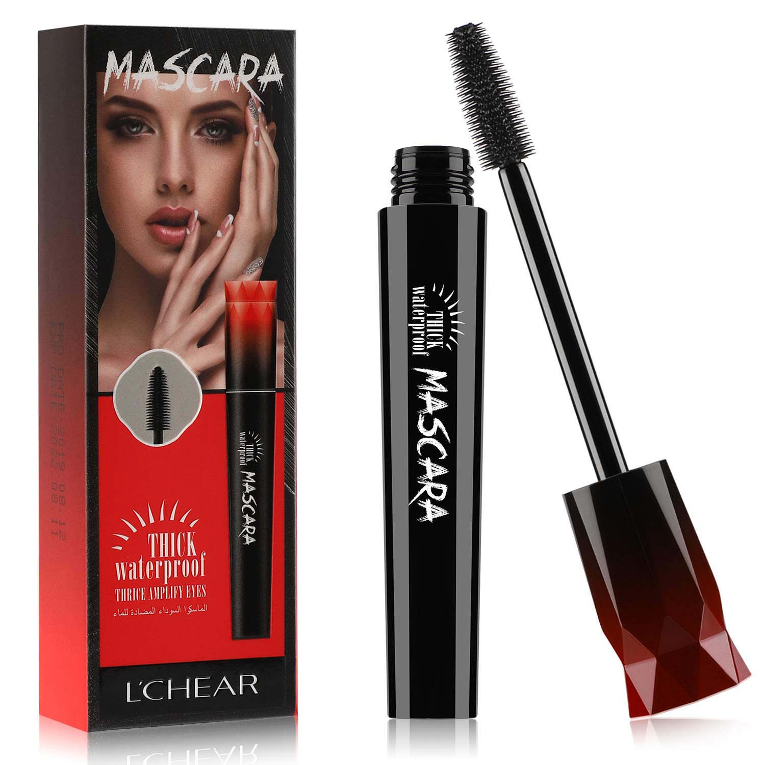 L'Chear Natural 4D Silk Fiber Eyelash Mascara Waterproof Mascara Extra Long Lash Thick Long Lasting Eyelashes Mascara