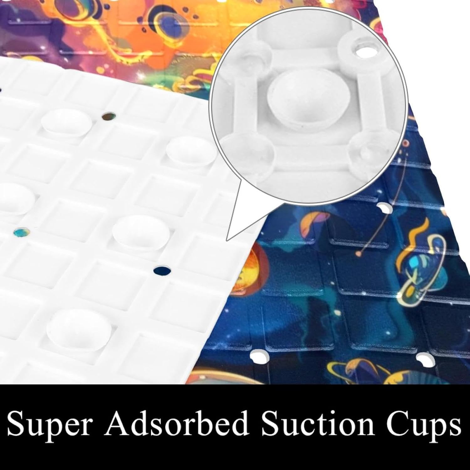 Non Slip Bath Mat for Tub, 15.1 x 26.8 Inch Bathtub Mat Machine Washable Shower Mat with Drain Holes and Suction Cups, Solar System Galaxy Astronomy Universe