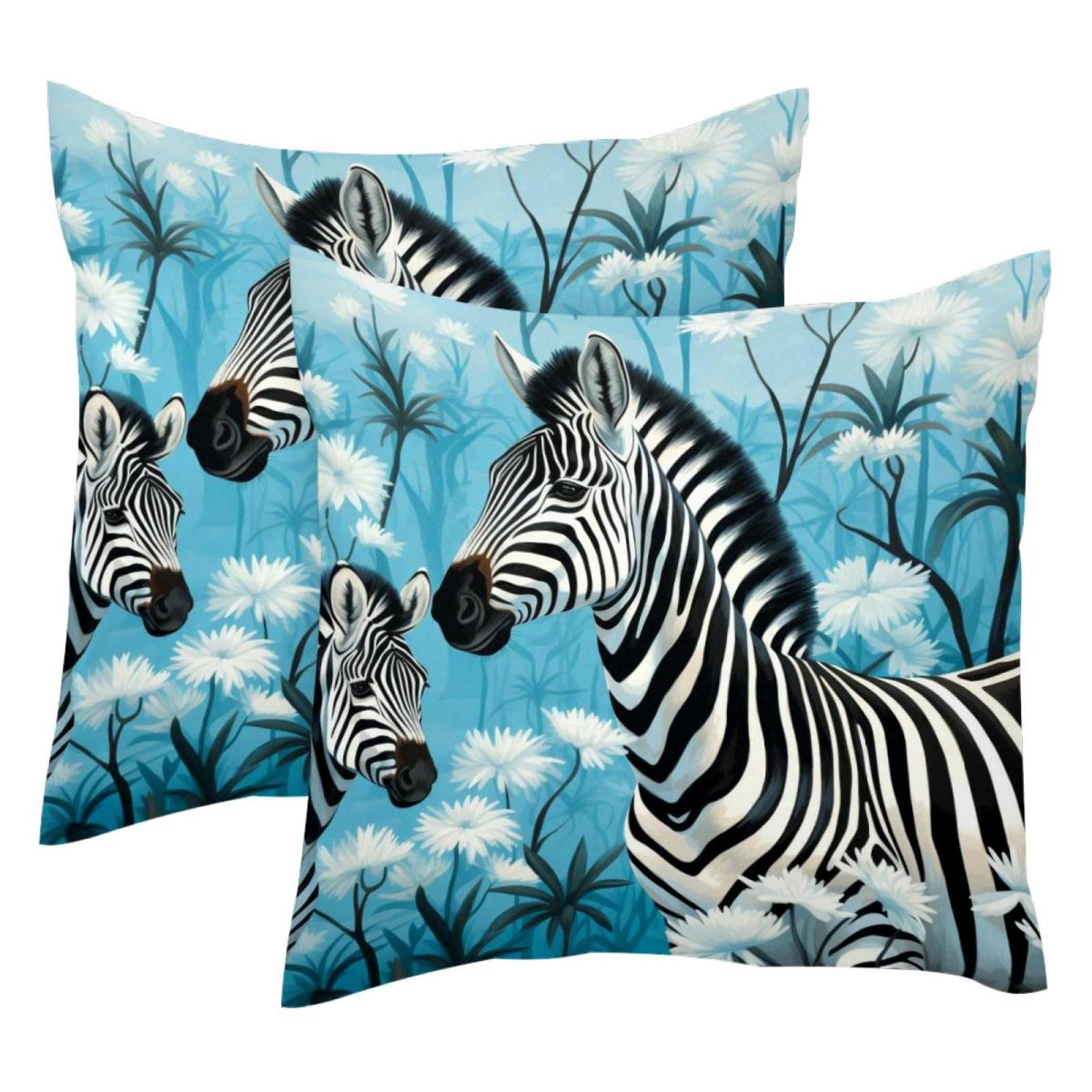 Housse de coussin en velours zèbre élégante 50x50 cm lot de 2