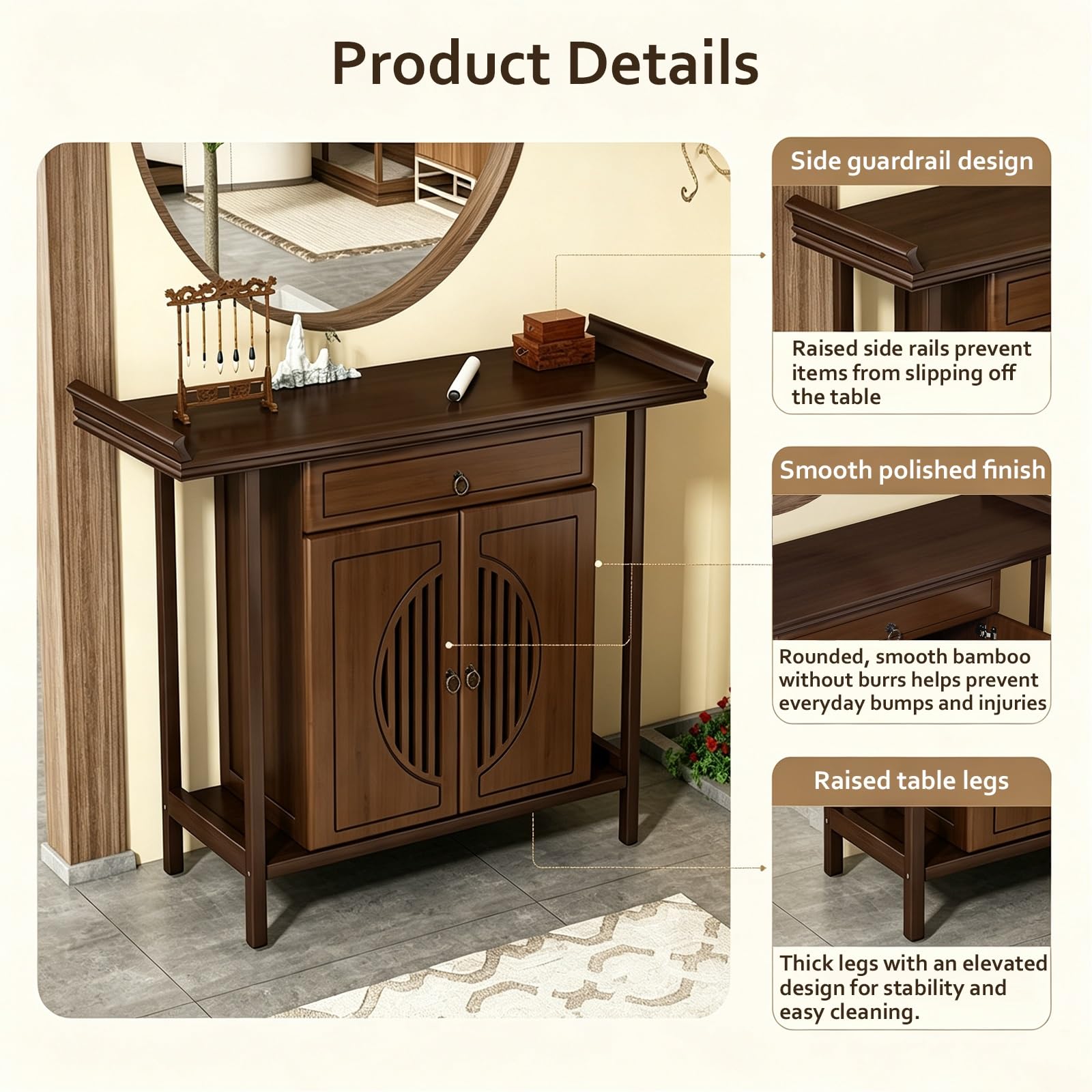Meditation Shrine Buddhist Altar Table, Pooja Mandir Cabinet With Drawer Storage, Personal Spiritual Prayer Altar Cabinet