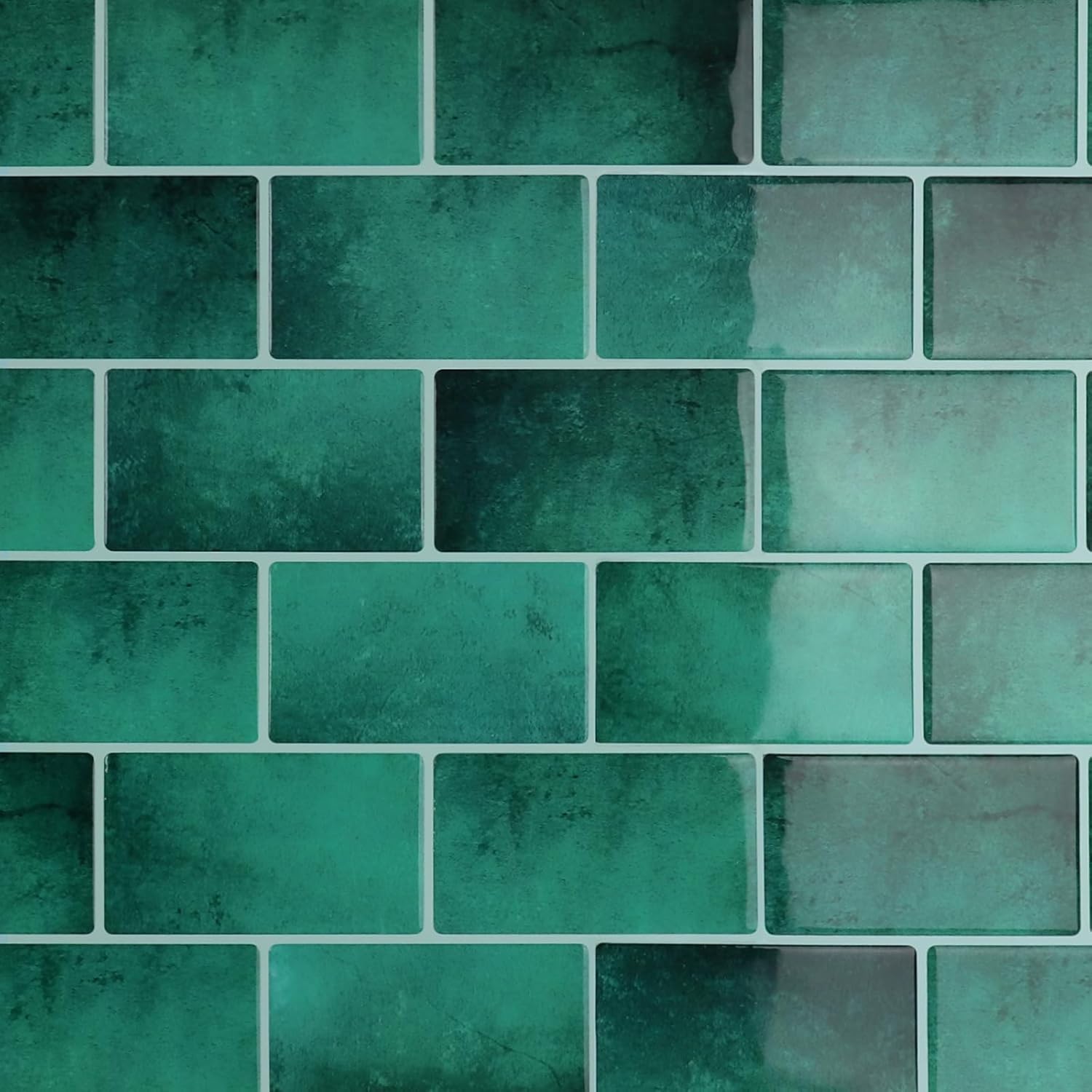 CRE8TIVE 16 Sheets Peel and Stick Subway Tile Green Backsplash Tiles for Kitchen Peel and Stick Tile Stickers Waterproof 12"x12" Renter Friendly Back Splash Stick on Tiles for Bathroom Wall Fireplace