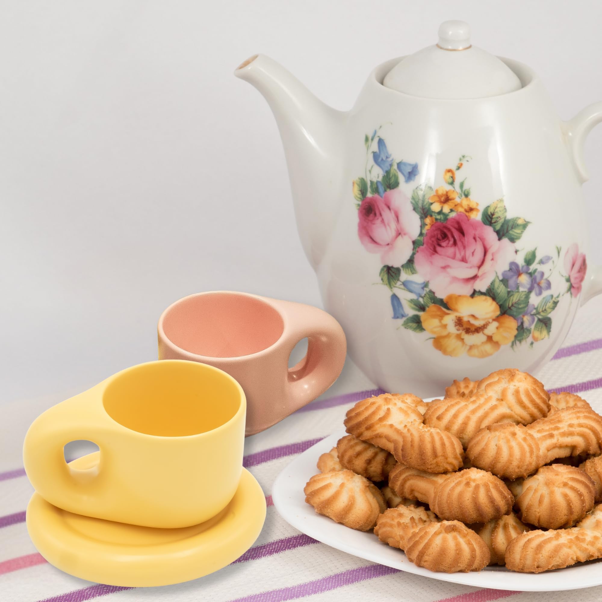 10oz Nordic Ceramic Mug with Saucer (Orange) thumbnail 4