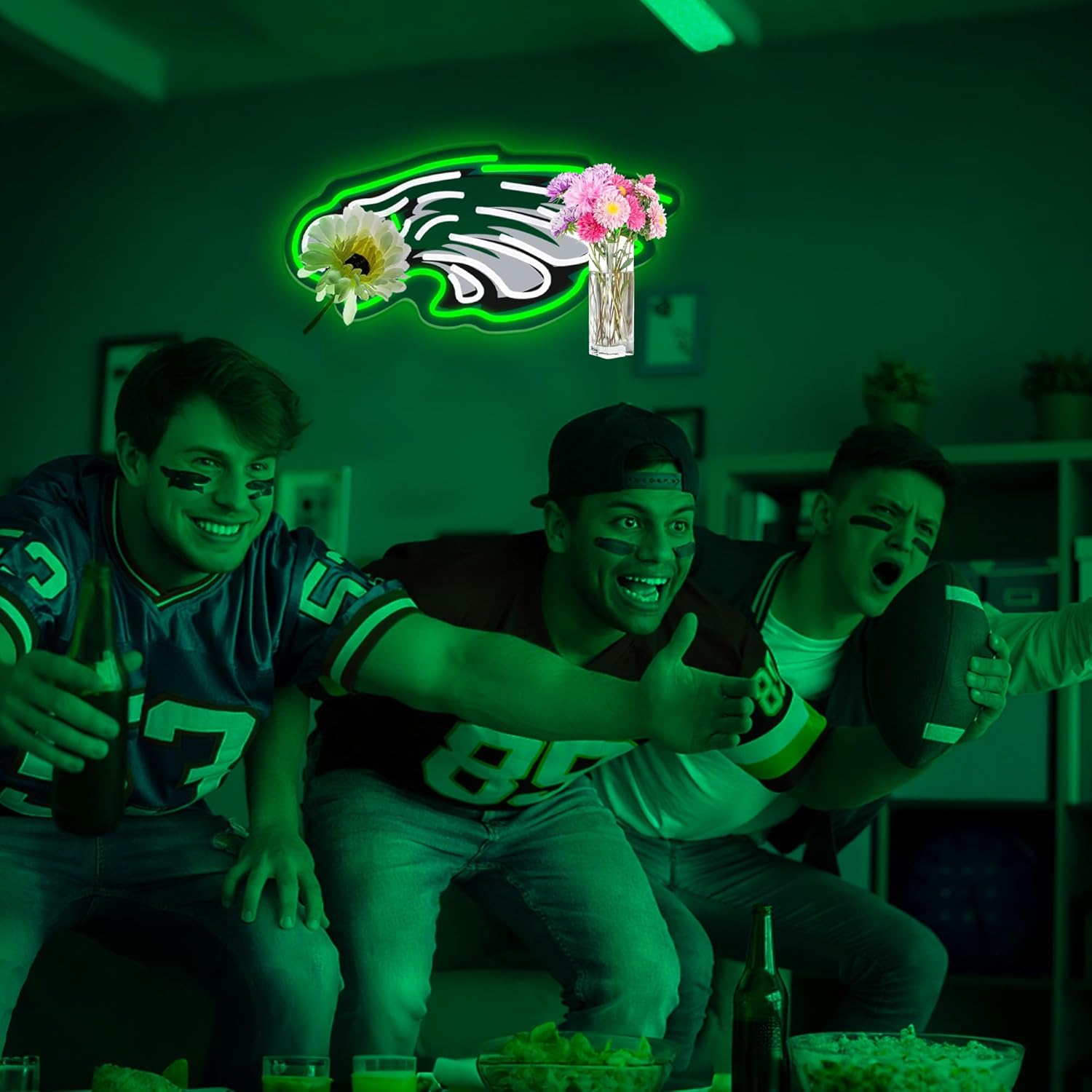 Football Team Neon Sign, Cool Dimmable Light Up Football Team Neon Light Up Sign Gift USB Powered Bedroom Man Cave Game Room Home Bar Party Shop Decor Decoration for Kids Boys Birthday Christmas Gift (eegles) - Image 2