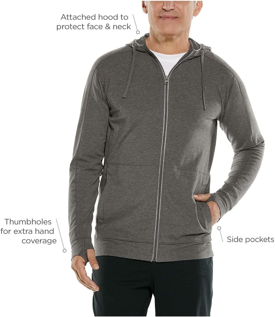 Coolibar Men's Zip-Up Hoodie - UPF 50+ Sun Protection - LumaLeo
