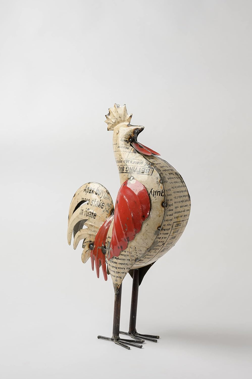 De Kulture Handcrafted Recycled Iron Rooster Large Decorative Collectible Figurine showpiece Beautify Home Office Holiday décor| Ideal for Garden Balcony Terrace Decoration, 4x11x18 (LWH) inches