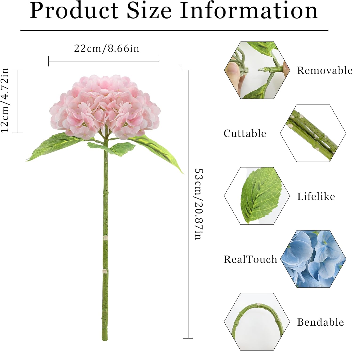 3Pcs 21 Inch Artificial Hydrangea Flowers Fake Hydrangea Flowers Latex Real Touch Faux Hydrangeas with Long Stem for Home Party Wedding Centerpieces Bouquets Decor(Light Pink,White,Pink)