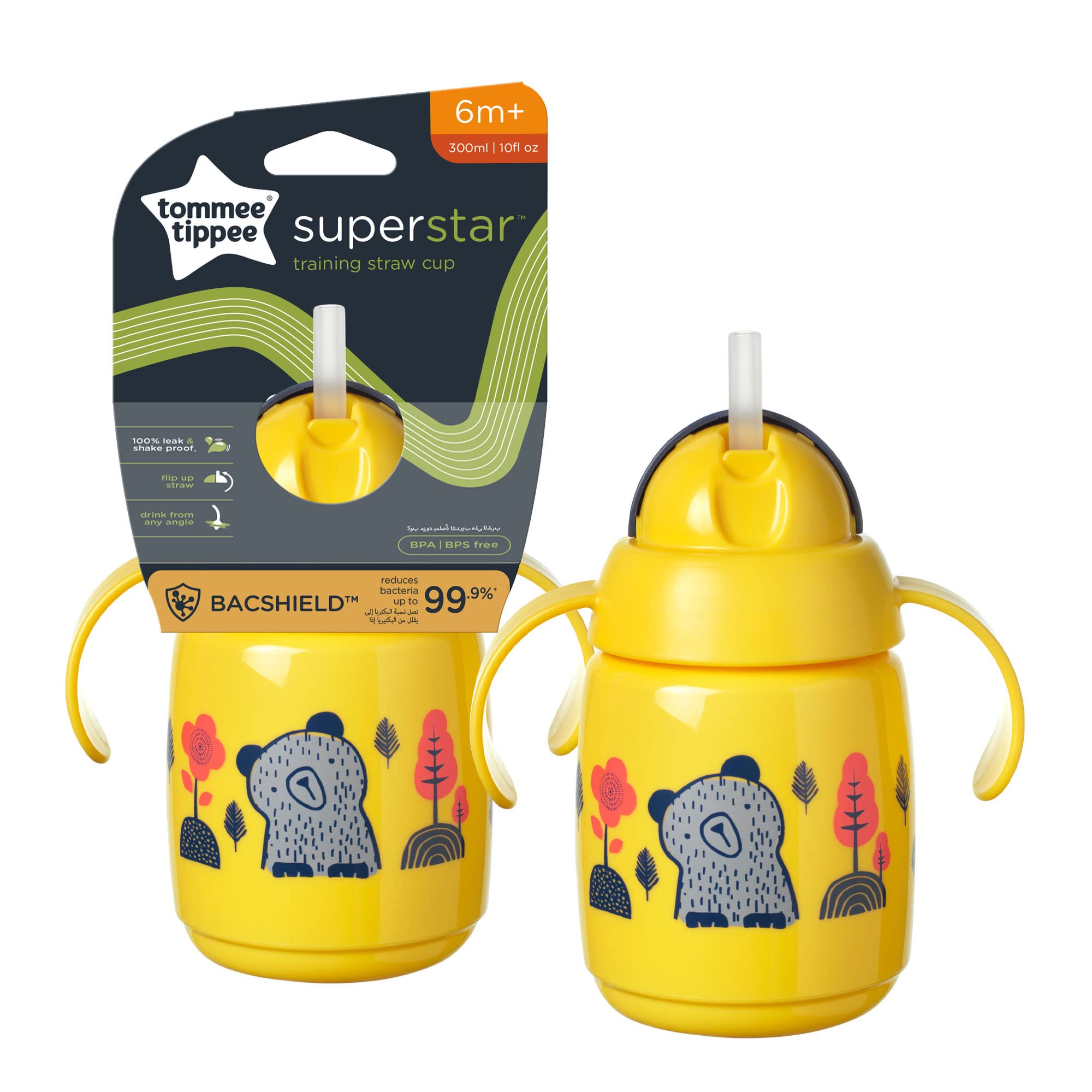 TOMMEE TIPPEE Kubek z obciążoną słomką 300 ml żółty