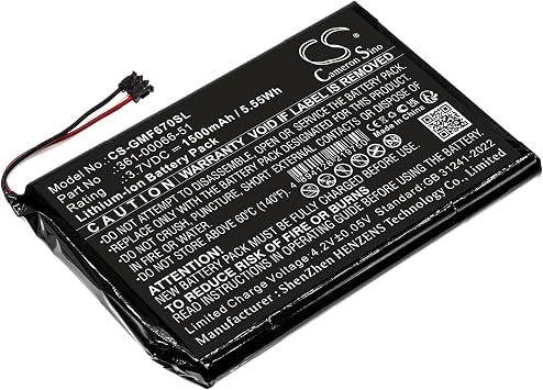 Battery Replacement for Garmin Fleet 670 LM Truck, for Battery PN 361-00066-51