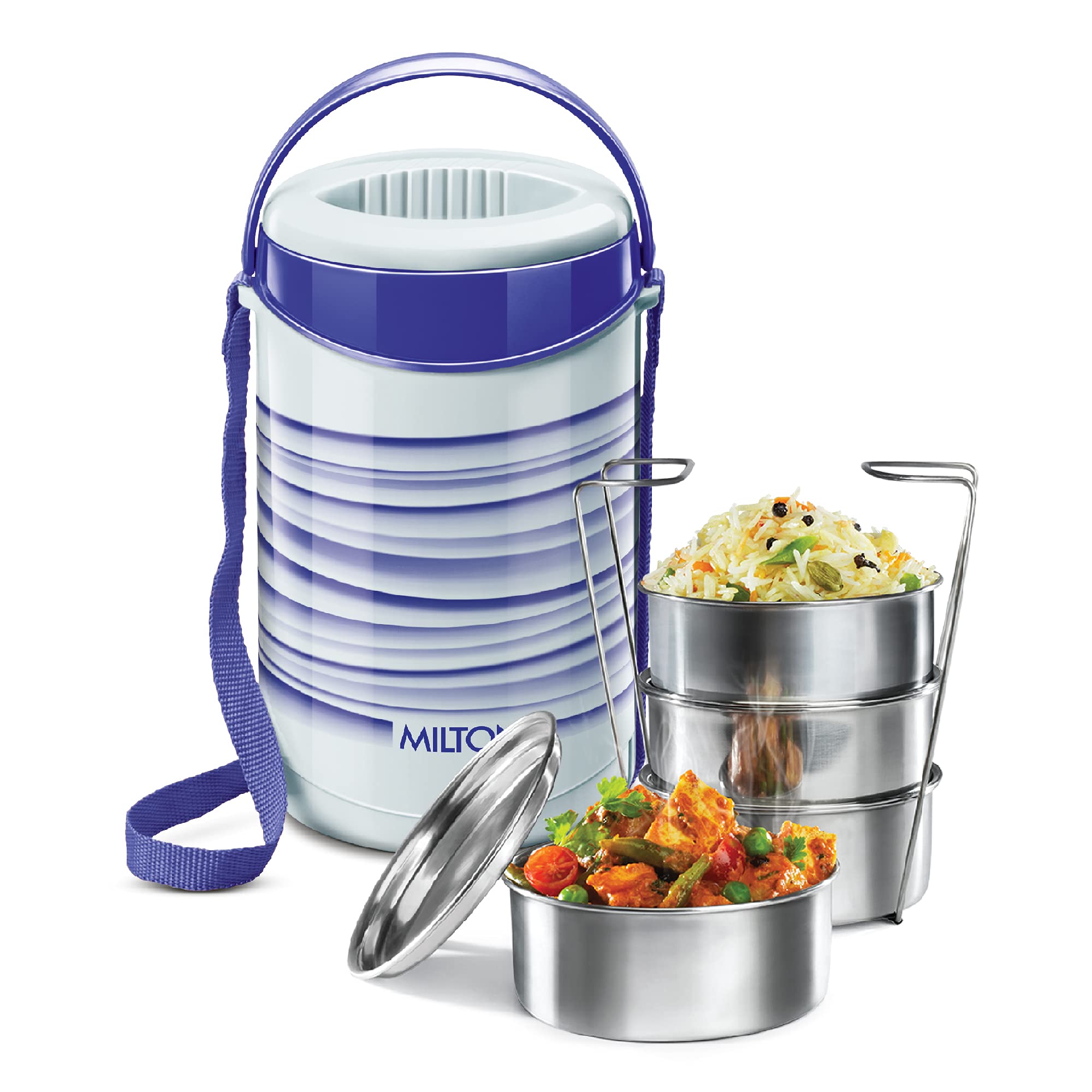 New Econa 4 Stainless Steel Tiffin Box, Set of 4, Blue