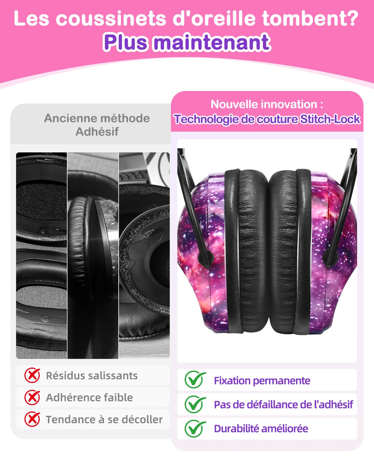 ZOHAN 030 Lot de 2 casques anti-bruit pour enfants, SNR 27 dB pour autisme, TDAH, feux d'artifice, concert