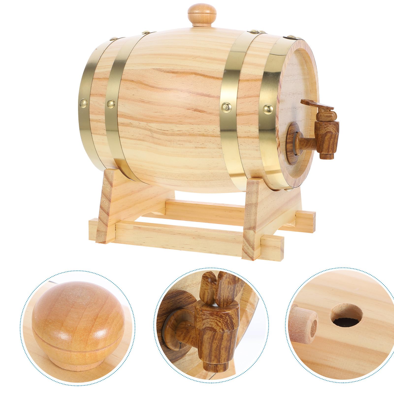 Schnapsfass mit Breiter Basis zur Aromakonservierung mit Zapfhahn und Ständer 3 Liter Holzfass im Vintage Look für Wein und Saft in Gastronomie und Zuhause