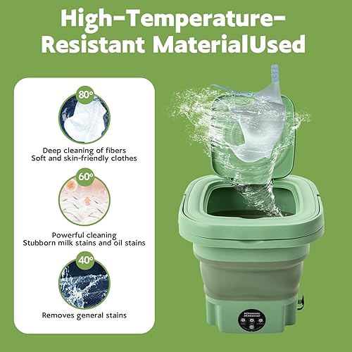Miniatura 6 de Mini lavadora portátil de 8 L, lavadora plegable y secadora giratoria con cesta de drenaje, lavadora eléctrica plegable para apartamentos, camping,