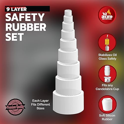 Miniatura 6 de Ner Mitzvah Juego de goma de seguridad para velas de aceite, 5 capas, paquete de 2 unidades, para vasos de aceite de menorá de Hanukkah y velas de