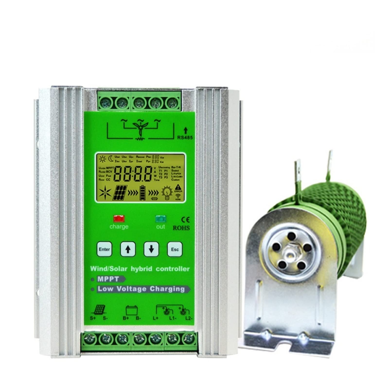 Solar Controller, Breeze Charging Lead-Acid Lithium Battery Universal MPPT Boost 400W Street Light Wind and Solar Complementary Controller