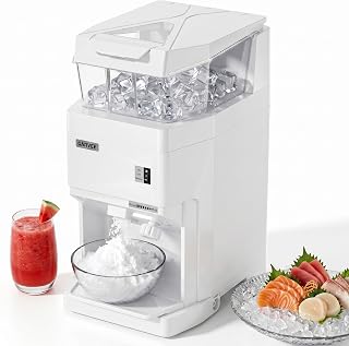 Garvee Commercial Ice Shaver Crusher 950LBS/H, 500W Electric Snow Cone Maker, 500RPM Tabletop Ice Shaving Machine with 1.85Gal Hopper & Stainless Steel Blade for Home, Parties, Snack Bars, White