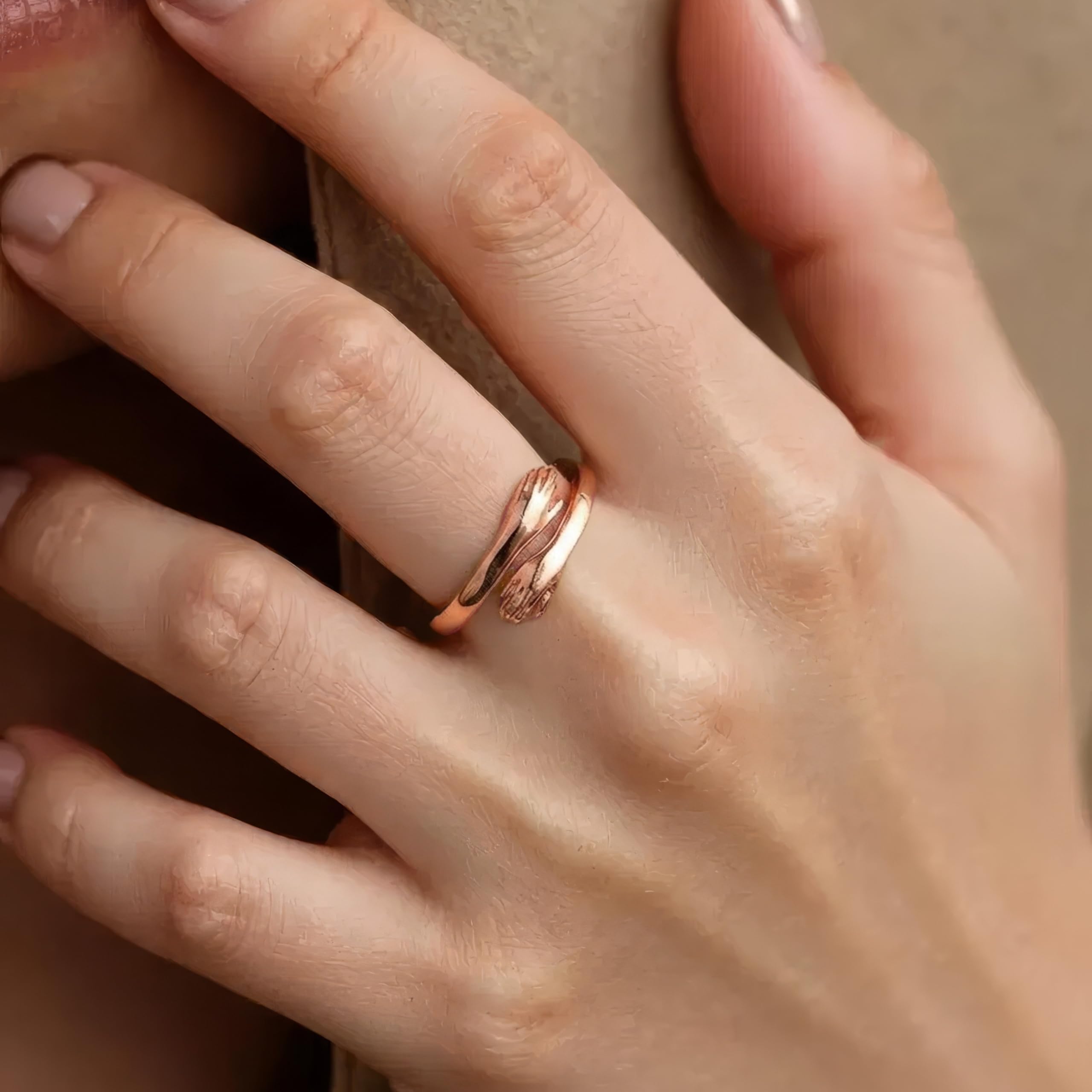 Roségold Umarmender Ring, 925 Sterling Silber Offener Ring, Vergoldet Hug Ring, Verstellbarer Umarmungsring, Geschenkidee