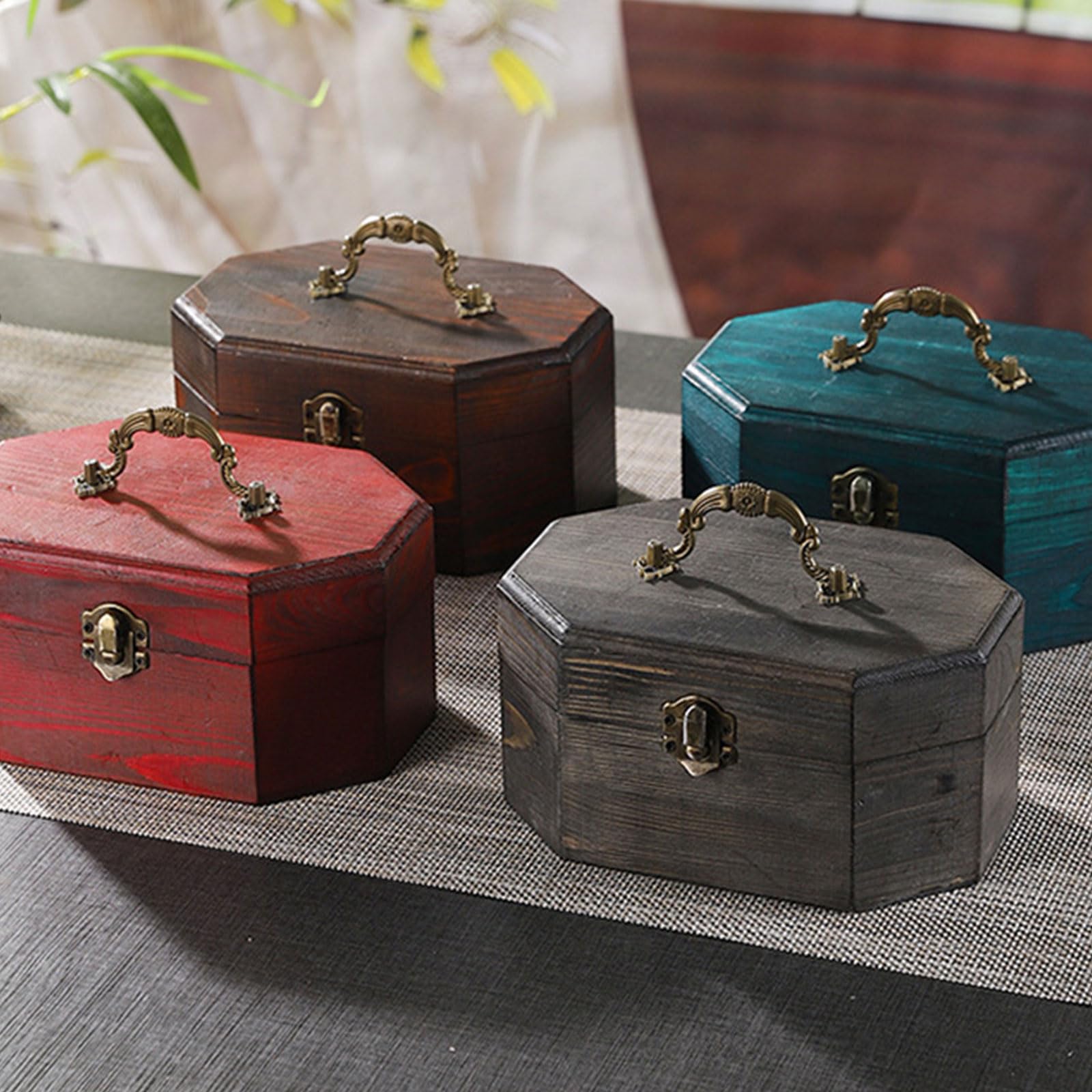 Amazon｜ヴィンテージスタイル木製ジュエリーボックス八角形のデザイン