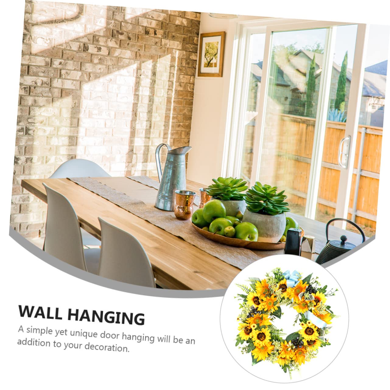 ULTECHNOVO Couronne de Tournesols Artificiels, Guirlande Décorative 1 Pièce