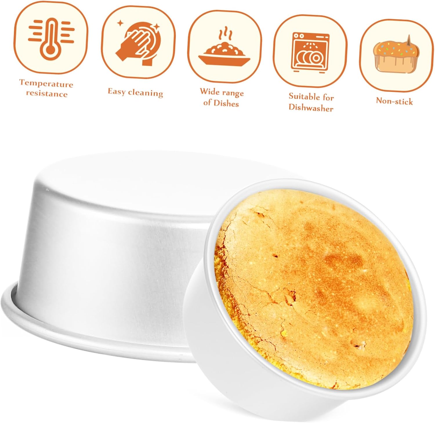 Garneck 3pcs Cake Pans Round Cake Tins Nonstick Baking Molds Rolled Rim Deep Versatile Baking Tools for Chiffon