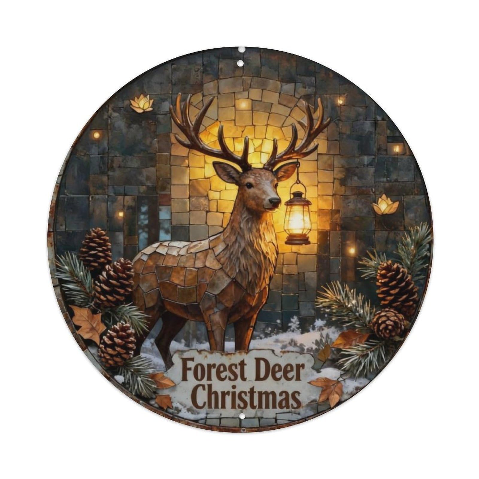 Forest Deer Christmas Metal Tin Sign Plaque