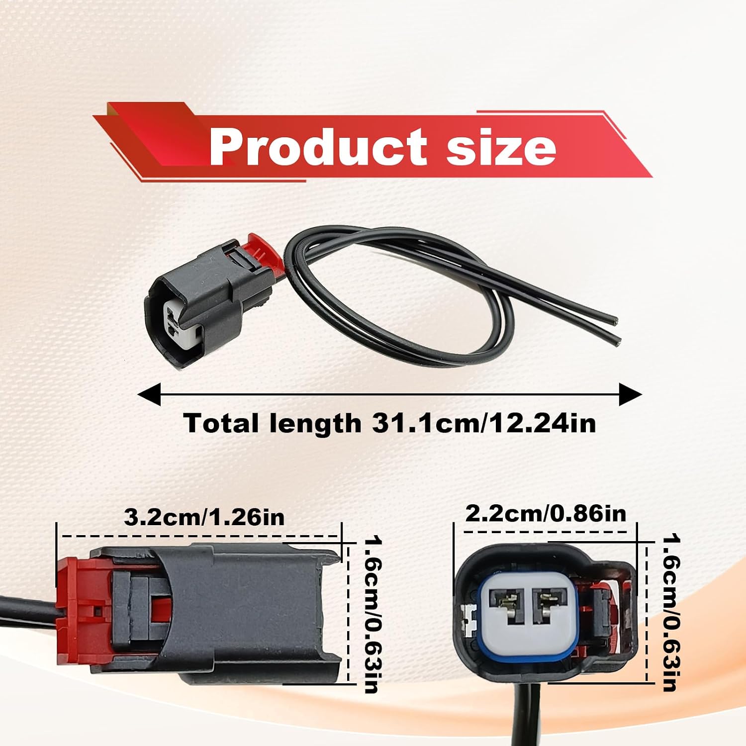 Pleoos 2Pcs ABS Wheel Speed Sensor Wiring Harness Connector Pigtail Plug Compatible with Jp Chevy GMC Replace OE 68065018AA 3U2Z14S411BXAB 19352068 5183448AA 645-134 S-1895