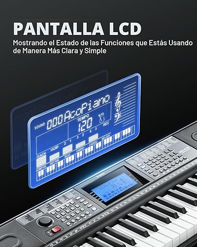 Miniatura 3 de Donner Teclado de Piano de 61 Teclas, Kit de Teclado de Piano Eléctrico con 249 Voces, 249 Ritmos - Incluye Soporte para Piano, Taburete, Micrófono