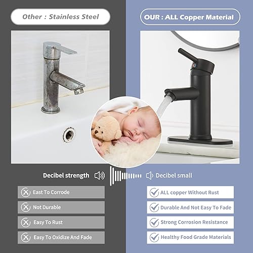 Miniatura 6 de Greenspring - Grifo mando de una sola pieza para fregadero de baño con desagüe desplegable sin desbordamiento