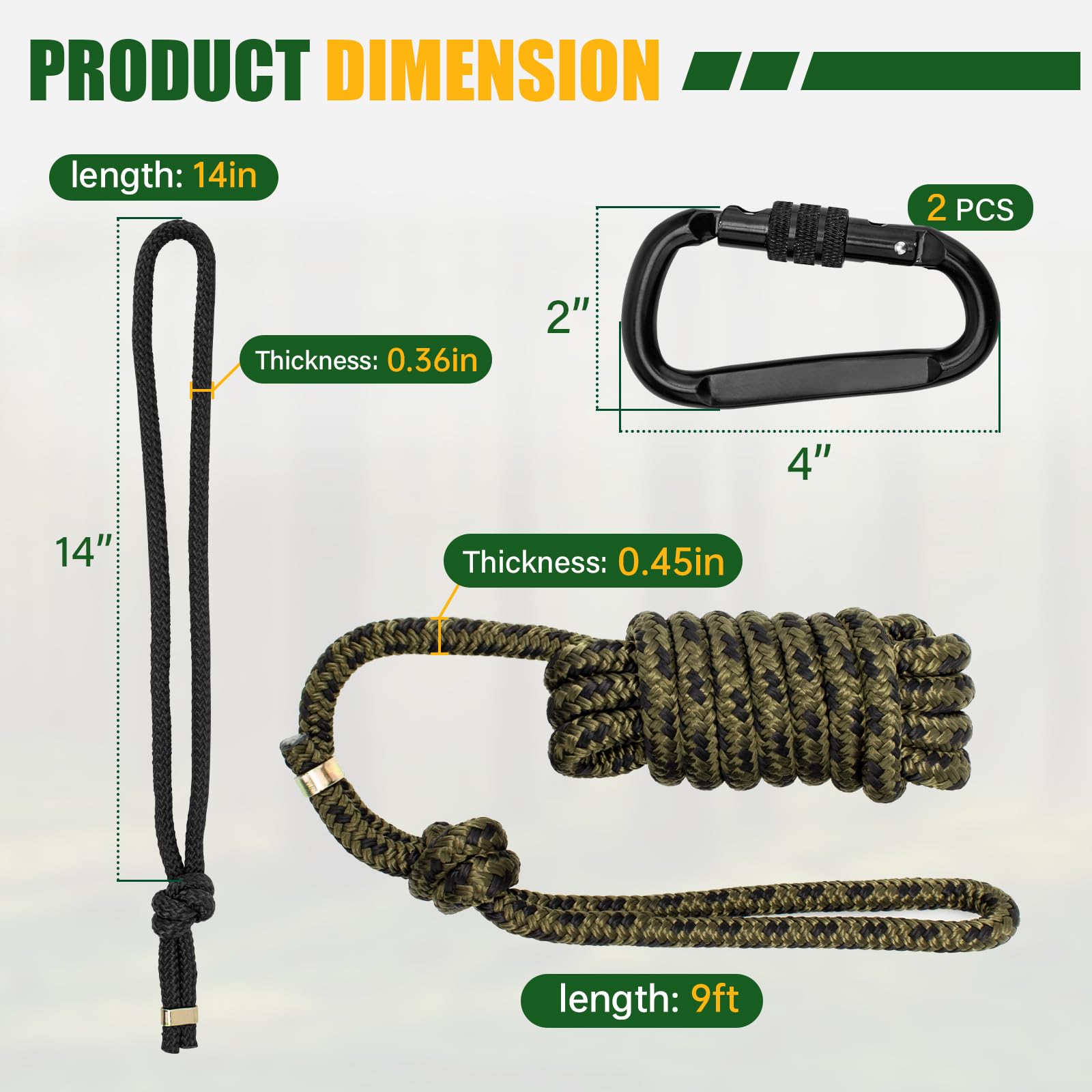 Treestand - Corda di sicurezza per Hunter Safety System Lineman's Climbing, 2,6 m
