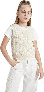 قميص من ديفاكتو للبنات تريكو رياضي بدون اكمام وبرقبة دائرية ضيقة، موديل B8291A8