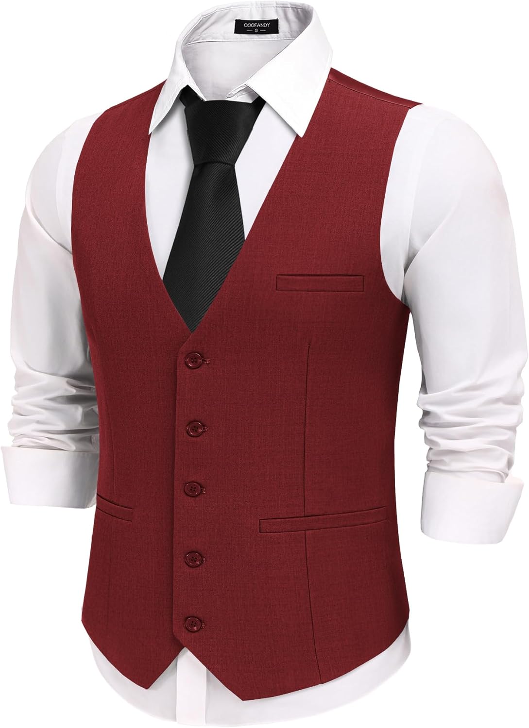 COOFANDY Men's Business Suit Vests Slim Fit Formal Dress Waistcoat Groomsman Vest For Wedding