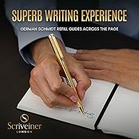 Vista 9 de Scriveiner – Bolígrafo roller dorado, baño de oro real, con repuesto de tinta Schmidt, elegante opción de regalo para hombres y mujeres