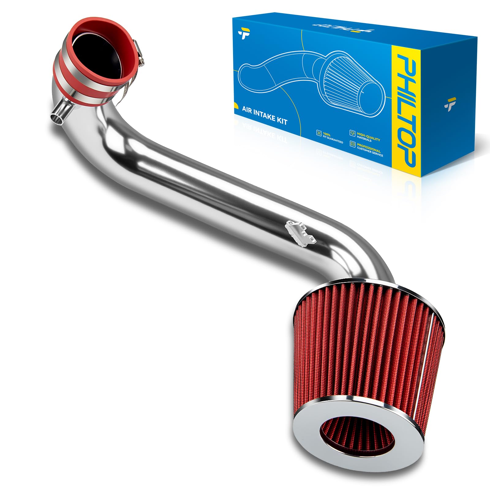PHILTOP Cold Air Intake Kit for Honda Civic 2001-2005 1.7L L4 (Red)