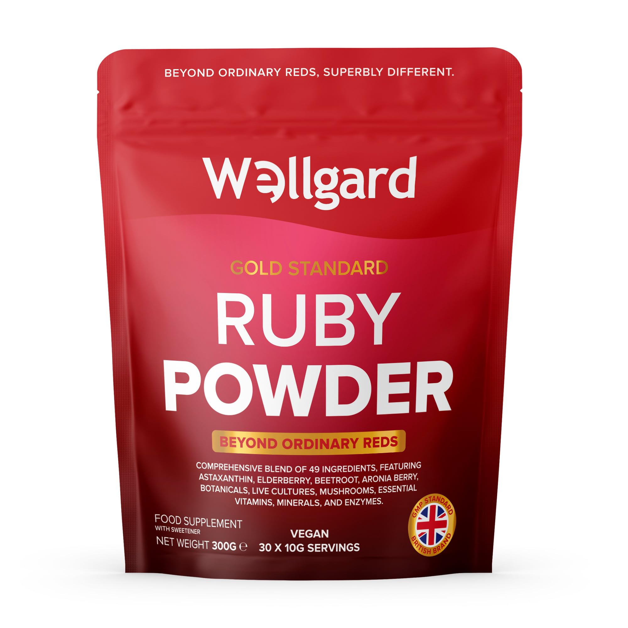 – Wellgard Super Reds Powder, Ruby Powder, Vitamins, Minerals, Fruits, Botanicals, Fibre, Live Cultures, 300g
