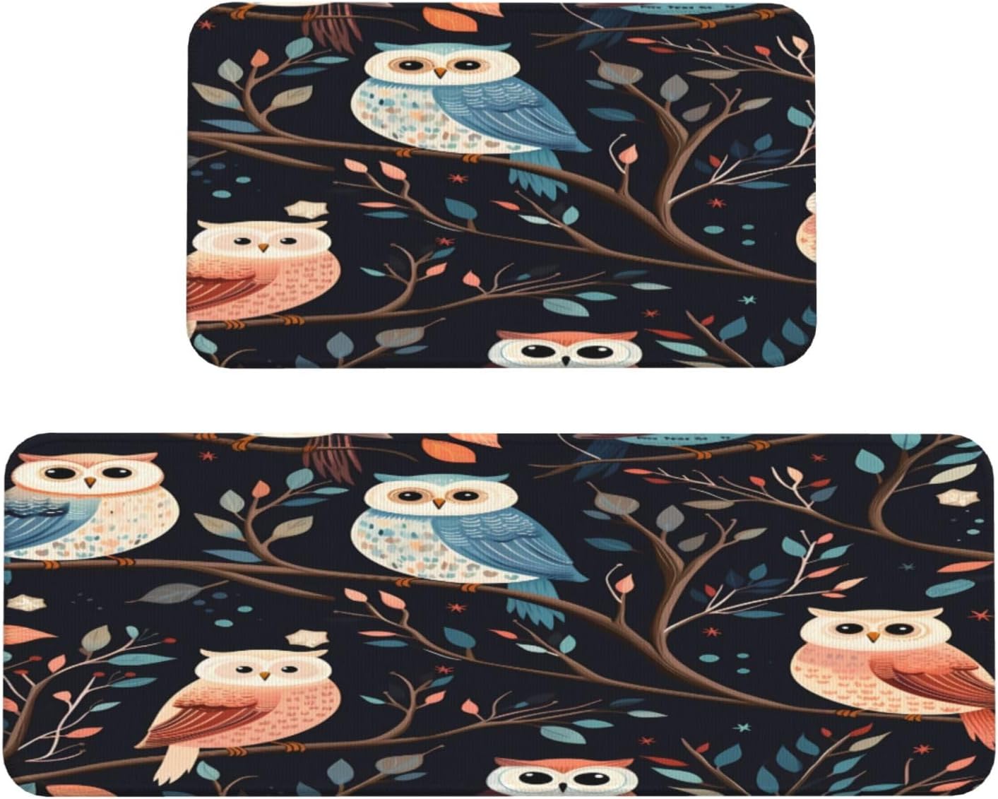 Summer Frog Lotus Floral Kitchen Rugs Mats Set of 2 Pcs Non-Slip Floor Mats Washable Runner Rugs Set for Bathroom Laundry Hallway Kichen Comfort Standing Mat