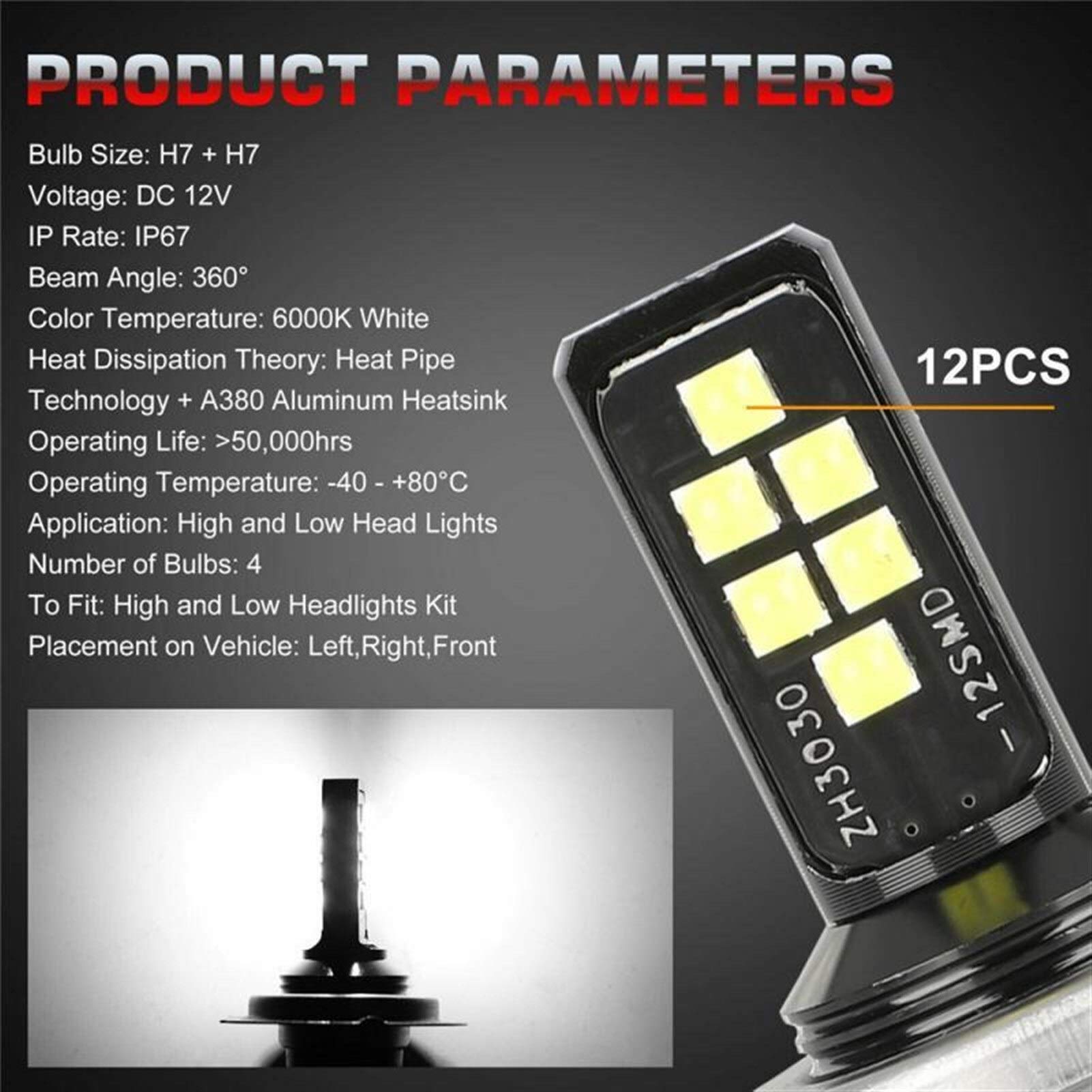 Visibilidad máxima Automotive Bombillas Faro 1 / 2pcs H4 H7 del coche LED Faro Kit de bombillas de luz de cruce 6000K blanca kit del coche LED de iluminación automático Faros de Niebla IP67 / impermea