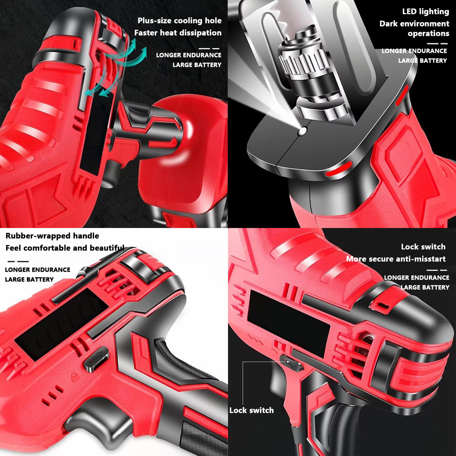 Sega per Ossa Portatile, Sega Alternativa Leggera, 4 Lame Rimovibili, 2 Batterie da 3000 mAh, con Blocco di Sicurezza, Tempo di Ricarica 2-3 Ore, per Taglio di Legno/Metallo/PVC