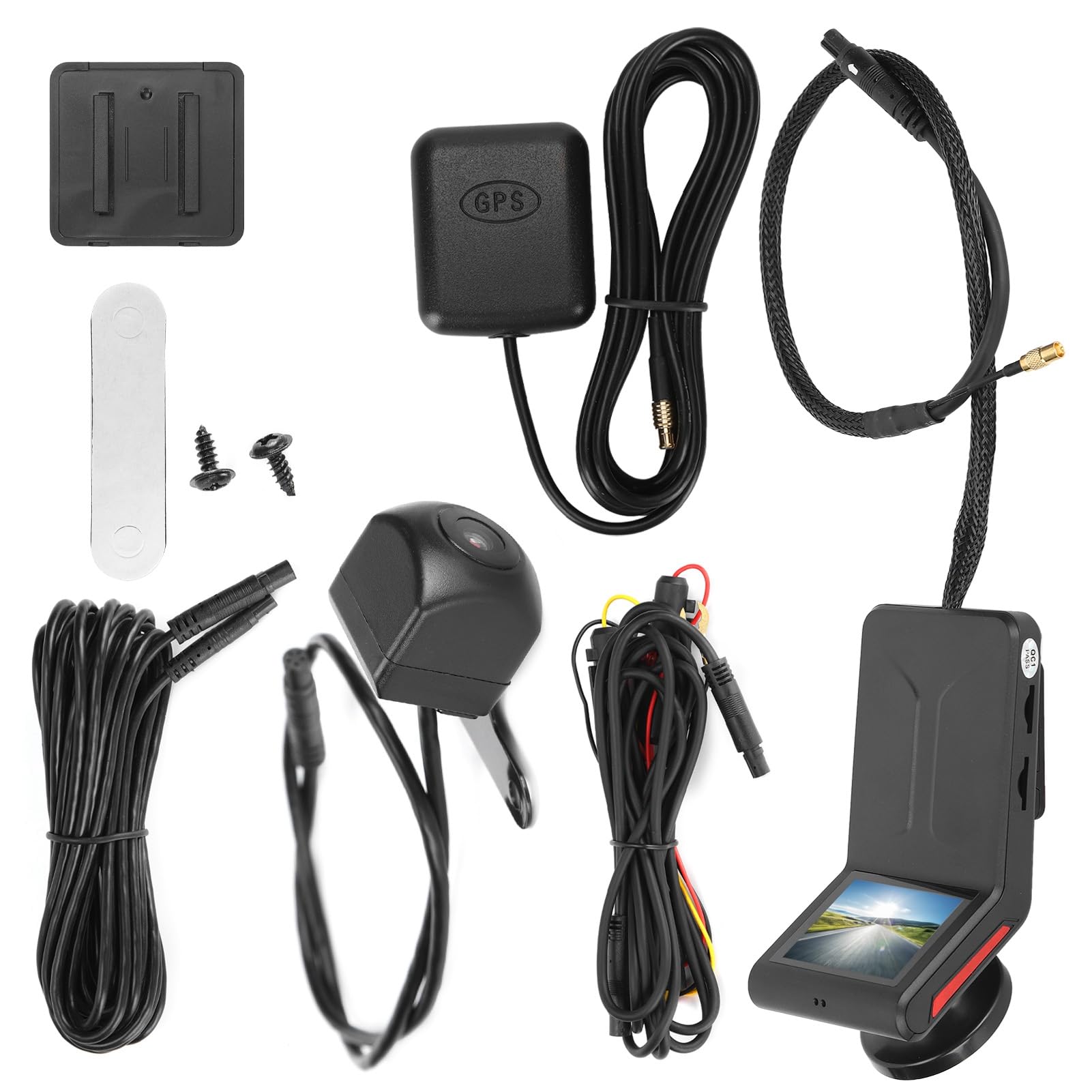 Sxhlseller Kamera Samochodowa 1080P K18 z Dwoma Obiektywami i Rejestratorem Jazdy GPS WIFI, Zdalnym Monitorowaniem, nocą dla Bezpieczeństwa Pojazdu