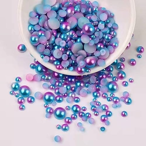 Cuentas de cabujón de perlas semicirculares con parte trasera plana, 1 caja de 1870 piezas, 7 tamaños de 0.12"0.16"0.2"0.24"0.31"0.38"0.47", cuentas