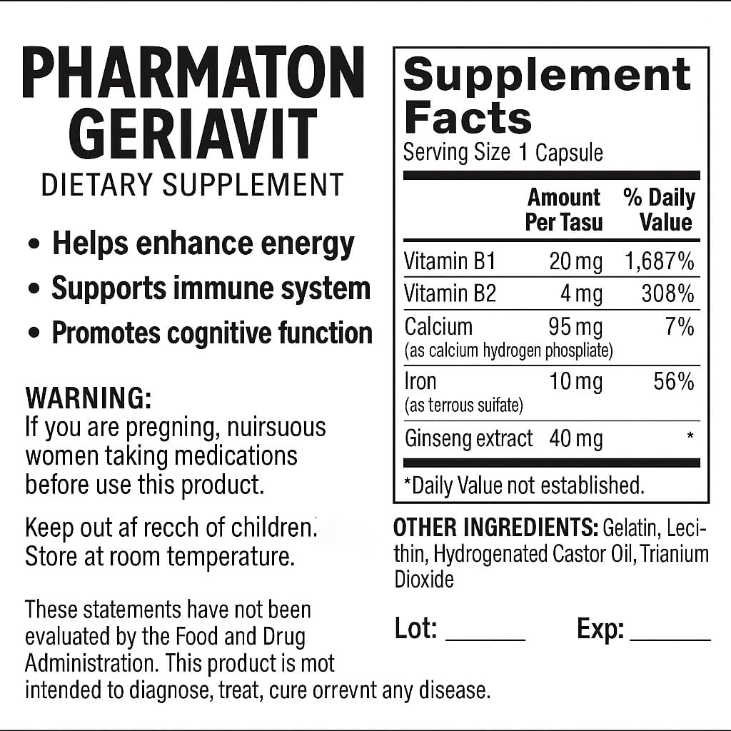 PharmatonPharnnaton Geriavit 30 CPS/TBS, geriavit Healthcare, European ver.