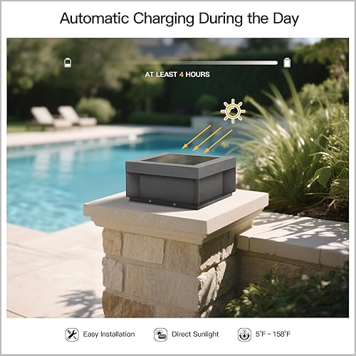 Miniatura 4 de Luz solar de poste de 11.8 pulgadas, luces de pilar modernas para exteriores, impermeable, 3000 K, lámpara LED de columna de puerta de patio,