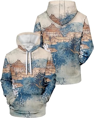 Amazon.com: Traje de suéter con capucha 3D para hombre con estampado de  paisaje antiguo : Ropa, Zapatos y Joyería