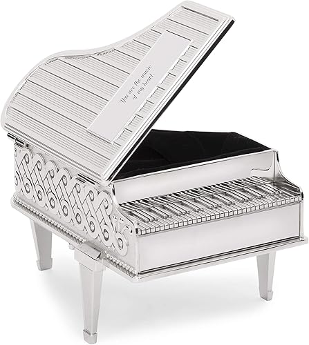 Miniatura 3 de THINGS REMEMBERED Caja de música grabada en forma de piano en tono plateado (personalización gratuita)