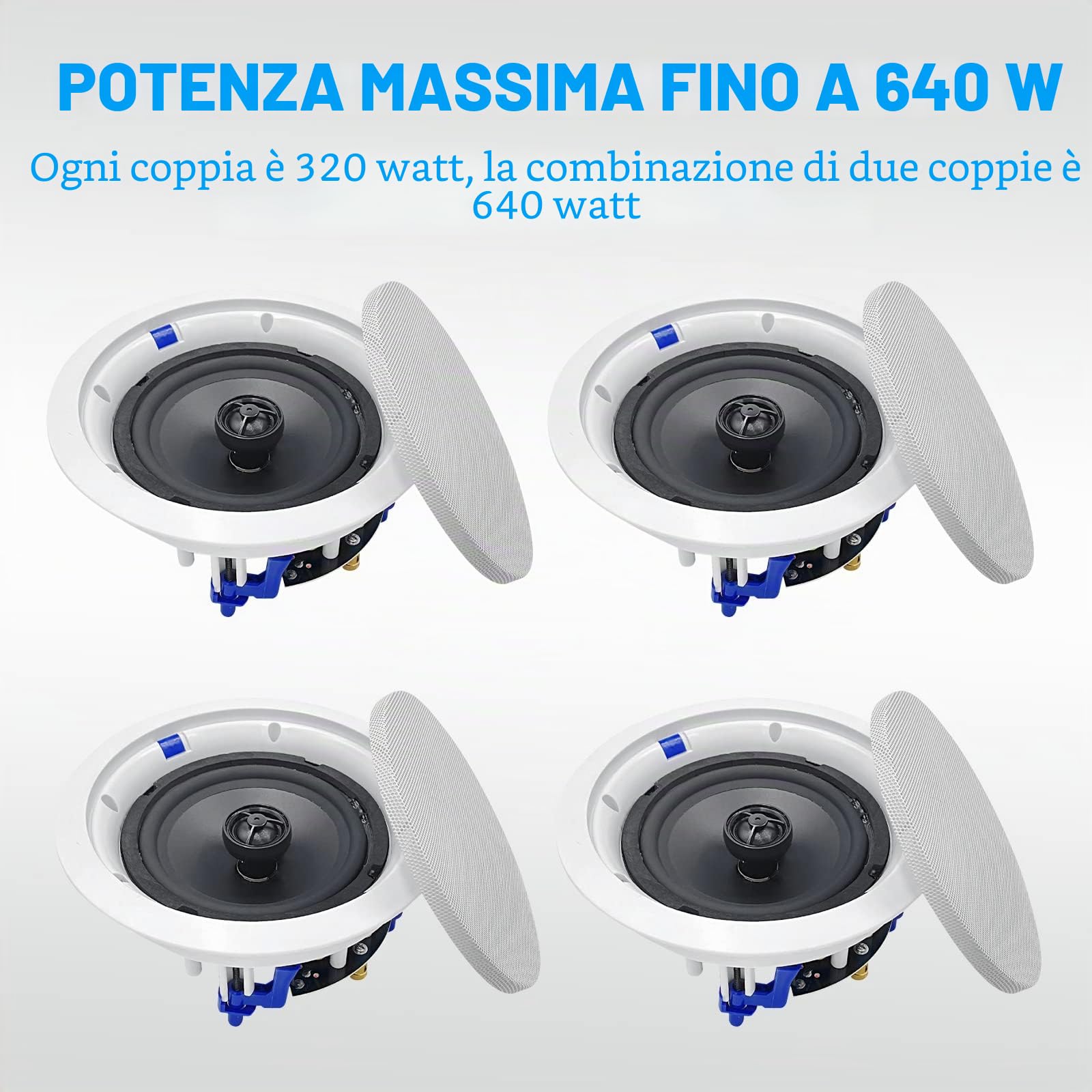 Herdio Altoparlanti da soffitto 16,5 cm 640 W 2 vie montaggio a incasso (4)