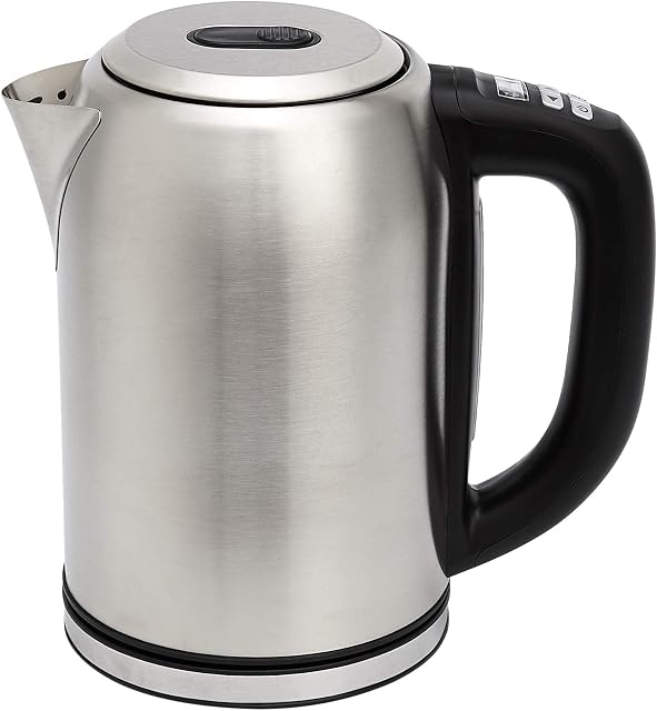 Amazon Basics Stainless Steel Kettle with Digital Display, Strix Controller, Keep Warm Function, Temperature Control, 1.7 L (UK Plug)