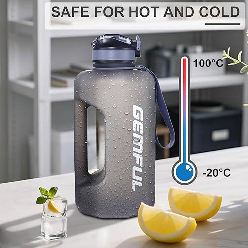 Miniatura 3 de GEMFUL Botella de agua motivacional de 74 onzas con popote y marcador de tiempo, sin BPA, jarra de agua grande para gimnasio, fitness, deportes, a