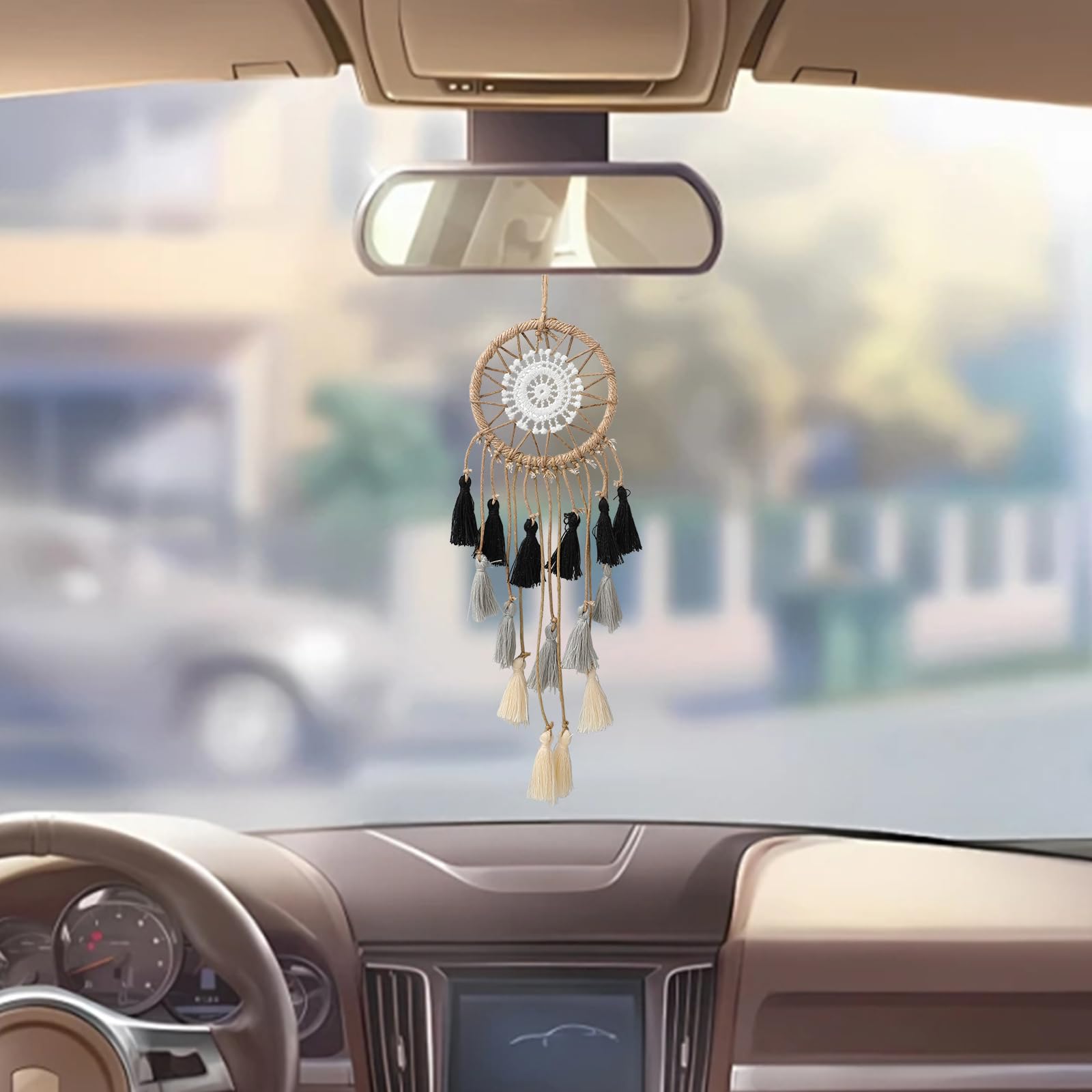 Artilady Kleiner Traumfänger Auto Dekor Boho Rückspiegel Zubehör