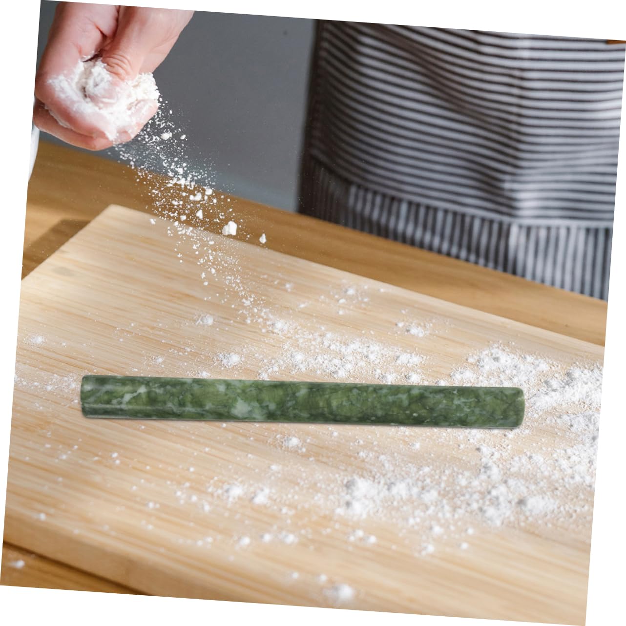 TOPPERFUN 2 Stück Marmor Nudelhölzer Antihaft 26cm Naturstein Teigrolle für Pizza und Gebäck Leicht zu Reinigen für Selbstgemacht